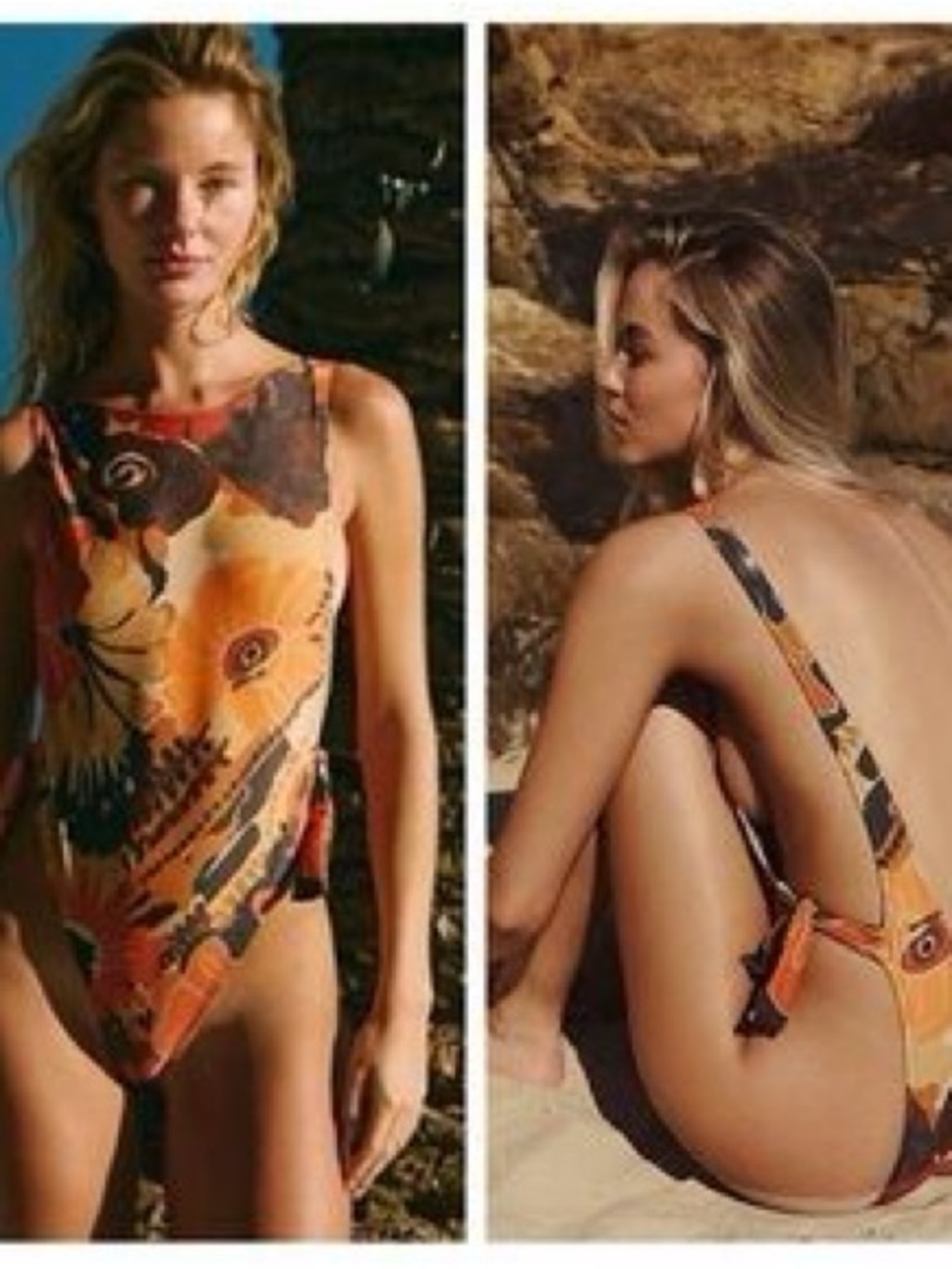 Women’s Orange Floral One-Piece Swimsuit